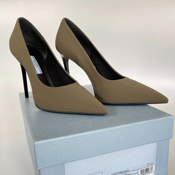 Prada Collection 1I228L Tessuto Tech Women's Green High Heel Stiletto pumps shoe - Picture 7 of 15